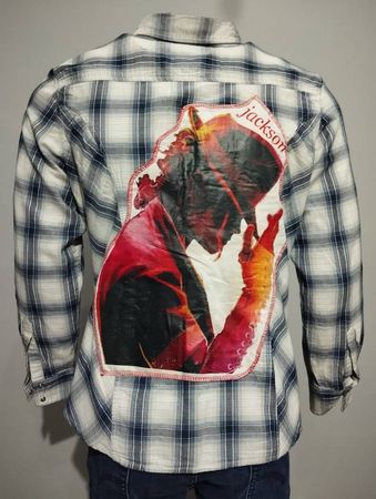 Custom handpick Reworked Western Flannel Shirt with Music Patches Howie Handpick