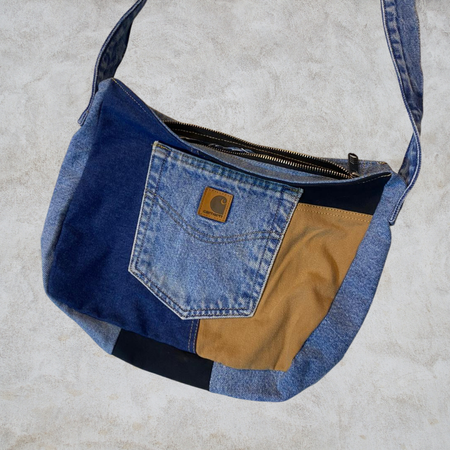 Upcycled Carhartt Patchwork Crossbody Zip-closure Sling Bag