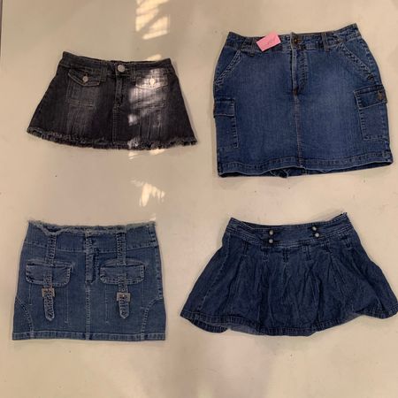 Y2K Denim Detailed Mini Skirts (F-762)
