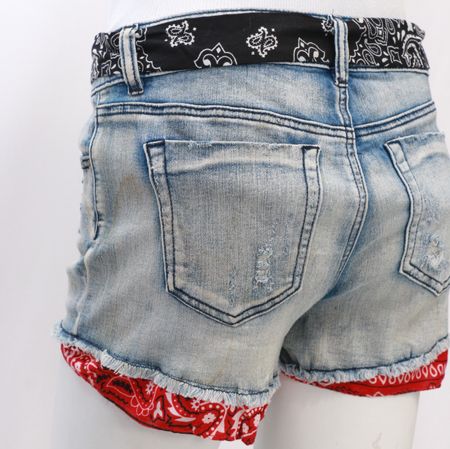 CR026A Reworked Ladies Denim Bandana Sexy Shorts made Using Unbranded Sexy Shorts