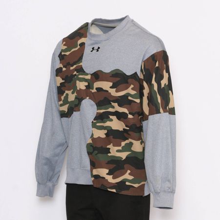 TK1017 Reworked Branded Sweatshirt with Camo Patch Insert Made Using Branded Sweatshirts