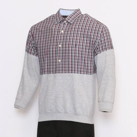 TK1128 Überarbeitetes Unisex-Shirt-Oberteil mit Sweat-Hose, hergestellt aus markiertem Shirt und unmarkiertem Sweatshirt.