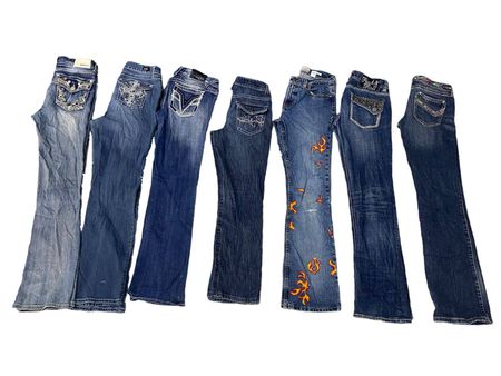 Y2k Unique Beaded Flare Leg Jeans - 16 Pcs