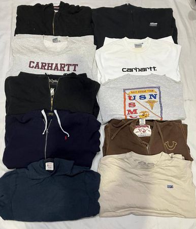 Vintage Carhartt ,U.S M-C, Patagonia ,old champion, dickies polo,walls ,true religion sweatshirt  12pieces