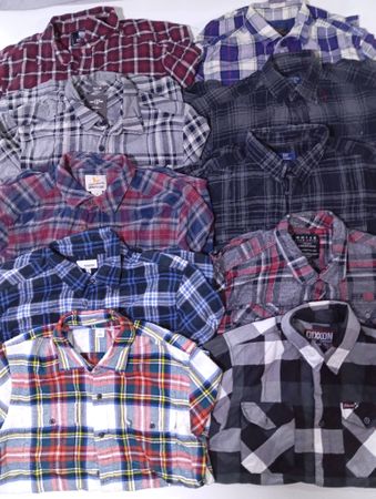 Men Flannel Shirts Double Pocket 10 Pcs
