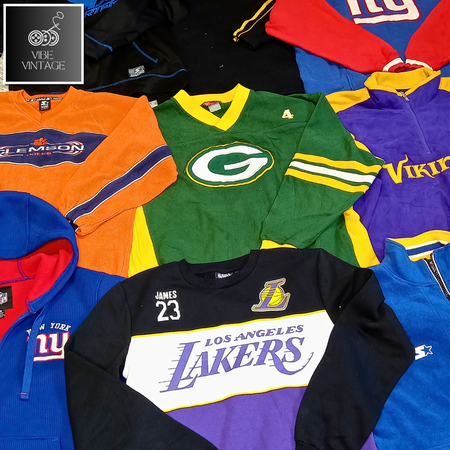 NFL NBA NHL VINTAGE FLEECE AND SWEATSHIRTS - 37 PCS