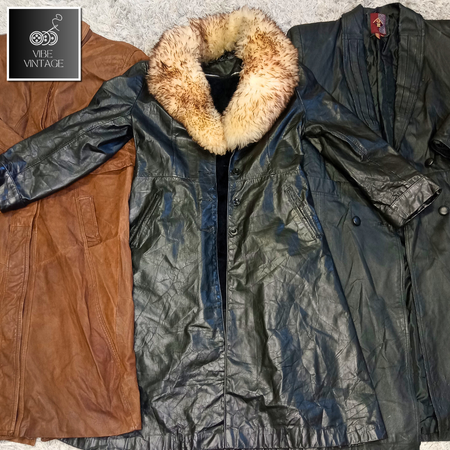 90s Vintage Bella Hadid Style Leather Trench Coats - 11 PCS