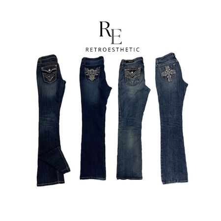 Y2K 2024 Embellished Flared Jeans (DR-123)