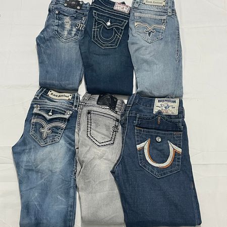 Miss Me / True Religion / Rock Revival  Low Waist Flare Hip Hop Cursive Jeans - 11 piece