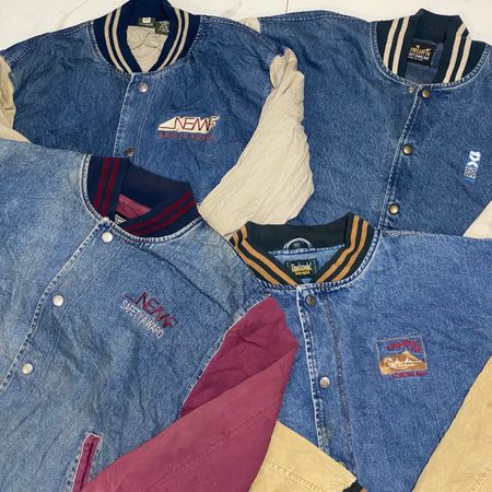 Denim varsity jacket