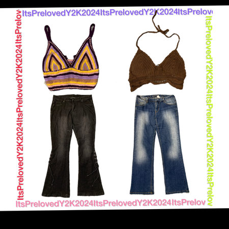 ‘Its a beach day’ y2k crochet tops and denim pants(RX-524)