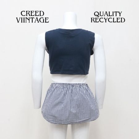 Upcycled Ladies Set of Branded Half and Half Top and Skirt Made Using Polo Ralph Lauren, Nautica, Tommy, and Other Branded Vintage Men's Shirts and Jersey, CR0041