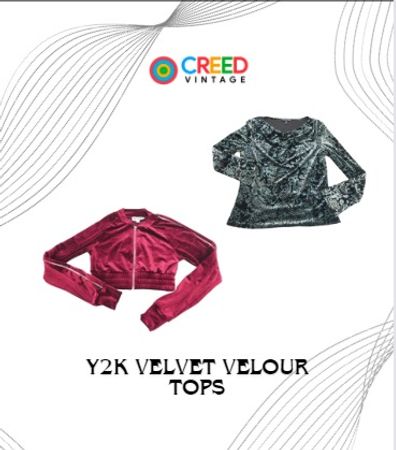 CR1629 Y2K Velvet Velour Tops - 10 Pcs