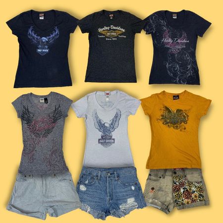 Façon parfaite de combiner des t-shirts Harley Davidson sexy courts (GRV-5-024)