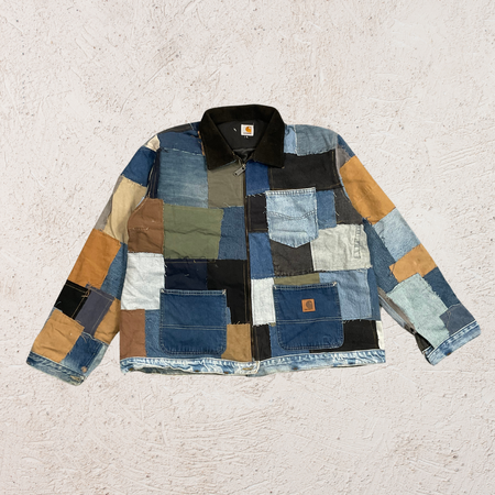 Upcycled PATCHWORK BRADNED DENIM AND WORKWEAR JACKET SS24