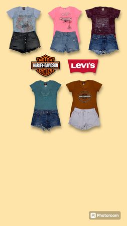 Y2K Harley Davidson Baby Tees Levi's shorts (GRV-5-040)