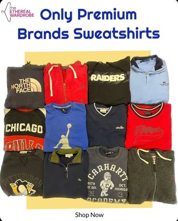 Premium Mix Brand Sweatshirts Including Polo Ralph Lauren, Lacoste, Carhartt, Nike, Adidas, and Other Top Brands