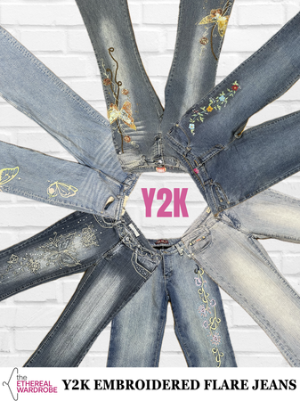 Y2K Lizzie McGuire Heavy Embroidered Flare Jeans 10pcs