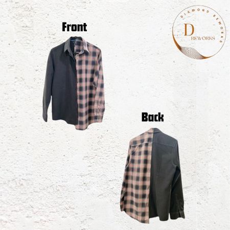 Chemise demi et demi upcyclée / retravaillée à partir de chemises vintage DR3