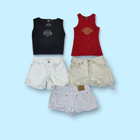 Levi's Shorts And Harley Davidson baby tees (GRV-6-019)