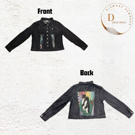 Vestes en denim pour femmes upcyclées avec tapisserie