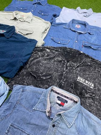 Branded Denim Shirts -30 including Ralph Lauren Levi's Dickies LL Bean Tommy Hilfiger Chaps Lee wrangler