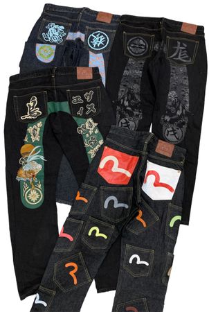 EVISU DEADSTOCK SELVADGE MULTYPOCKET AND EMBROIDERY DAICOCKS