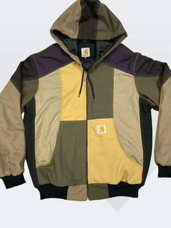 Carhartt rework style patchwork hooded jackets
