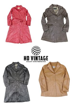 HD207 Ladies Y2K Leather Trench Coats - 11 pcs
