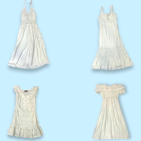 Vintage White Cotton Dress, Preloved (GRV-8-0