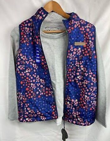 Buffalo David Bitton Womens Reversible Vest Size M Blue Floral & Gray Full Zip