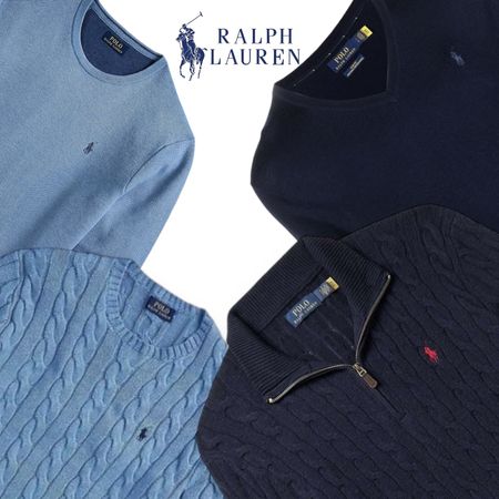 RALPH LAUREN PULLS | (22 demi-zips) (54 tricot câble) (25 col rond) (26 col en V) TOTAL 120 PIÈCES