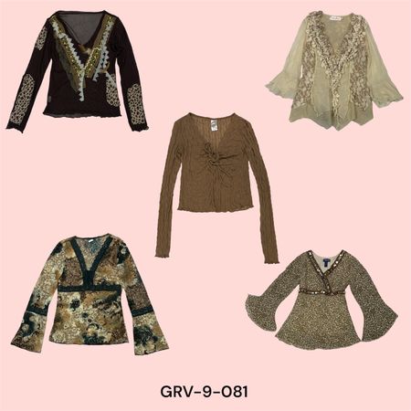 Chemisier long manches Earthy Retro Y2K – Élégance sans effort (9-081)