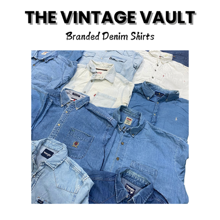 Chemises en denim de marque - 50 pièces incluant polo Lee, Levi's, Wrangler et Tommy.