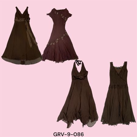 Renaissance Rétro – Robe en Poly Brown Y2K pour un Style Sans Effort (9-086)
