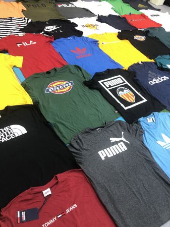 T-shirts en coton pour hommes avec col rond de marque, 300 pièces