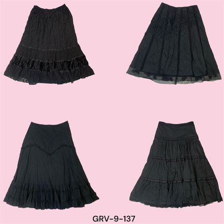 Jupe longue noire en coton Y2K – Chic et élégante sans effort (9-137)