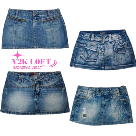 Y2K European Denim Micro Mini Skirt