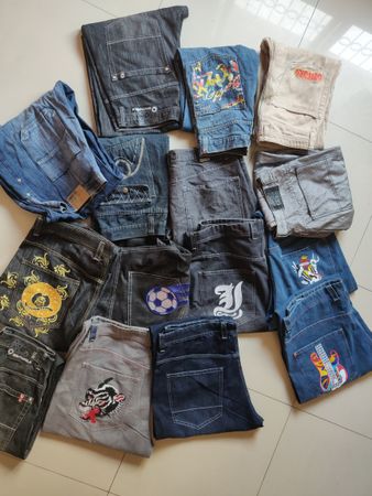 baggy hip hop embroidered jeans
