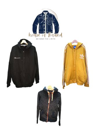 Under Armour, Puma, Cat, Everlast, Kappa, Crivit, Adidas, Umbro, Superdry Mountain, state mine, Under Armour, NFL, Alpha Industries, Russell Athletics zip et sweat à capuche.