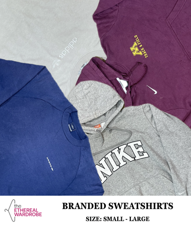 Sweatshirts de marque S-L 20 pièces incluant des pièces vintage Nike, Adidas et d'autres marques.