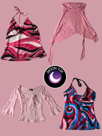 Tops sélectionnés à la main Y2k rose core (A-33)