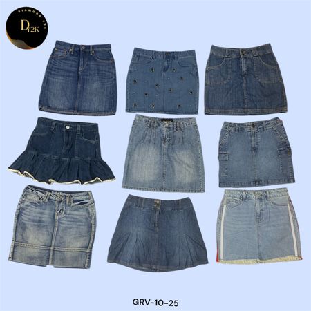 Mini en denim taille basse Y2K avec poches (GRV-10-25)