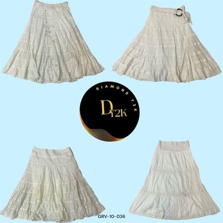 Y2K Essentiel Quotidien : Jupe en Coton Blanche (GRV-10-036)