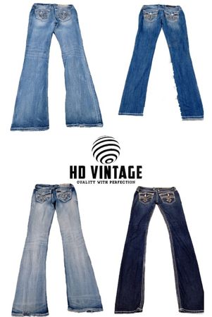HD384 Femmes Y2K Rock Revival Jeans évasés et droits - 17 pcs