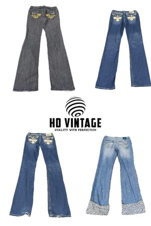 HD386 Jeans évasés brodés Y2K pour femmes - 12 pcs