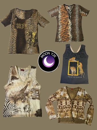 Mélange de filet Y2k x imprimé animal (A-38)