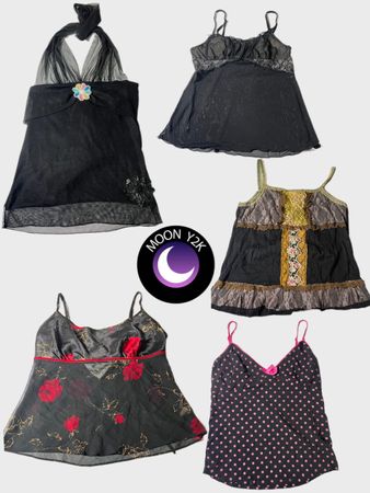 Hauts cami gothiques noirs Y2k (A-43)
