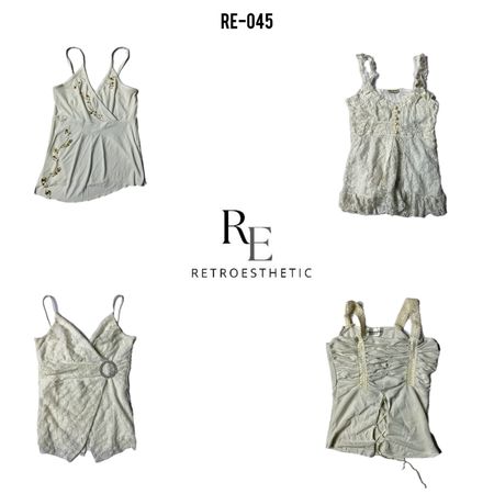 Tops débardeurs blancs Y2K Core (RE-045)
