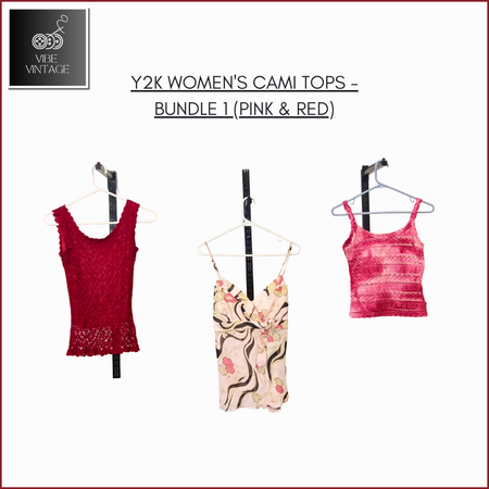 Y2K WOMEN'S CAMI TOPS - BUNDLE 1 (PINK & RED) - 10 PCS
